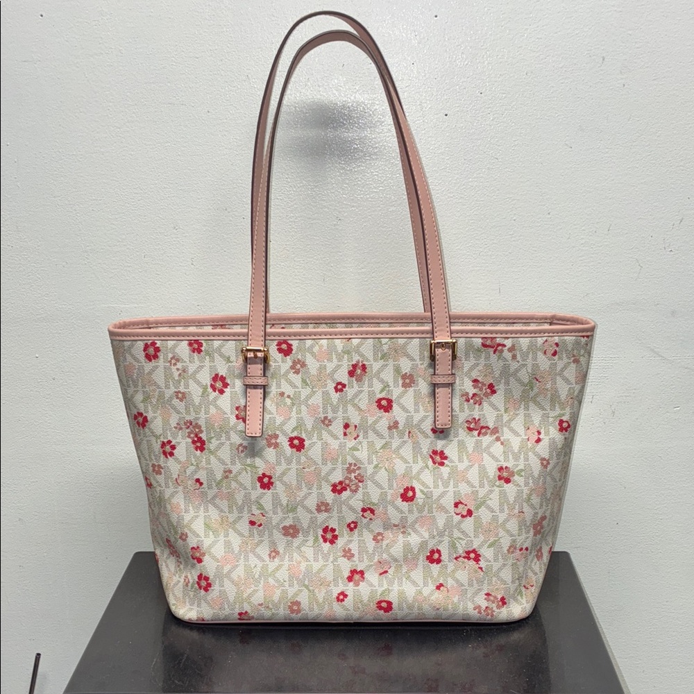 NWOT Michael Kors Floral Print Tote with Pink Accents